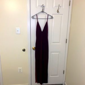 Burgundy Dress With Slit On Side